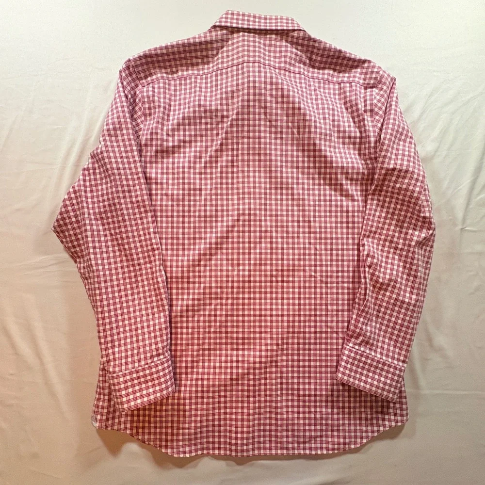 Banana Republic Button Down Shirt Mens XL Grant Fit Red Plaid Non-Iron Cotton